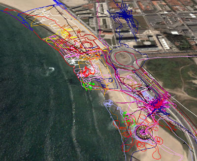 GPS Drawings on Matosinhos beach
